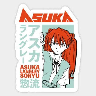 Asuka Langley Aesthetic Edit Orange-Red/ Pastel-Turquoise Sticker